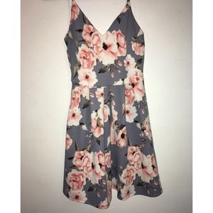 Gray Floral Dress